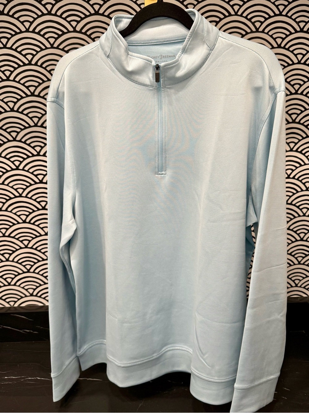 Hickey Freeman Light Blue Half-Zip Mock Neck Sweater